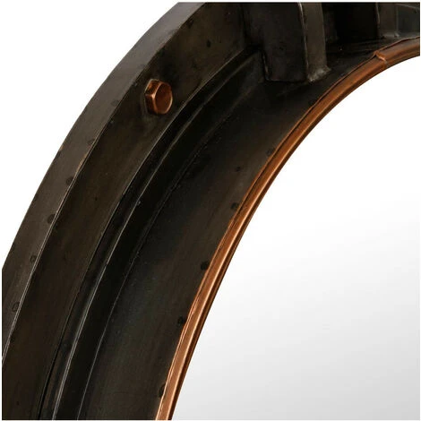 Atmosphera - Grand Miroir Mural Hublot En Métal Effet Rétro Et Vintage D 74 Cm - Marron 4 Atmosphera - Grand Miroir Mural Hublot En Métal Effet Rétro Et Vintage D 74 Cm - Marron – Image 2
