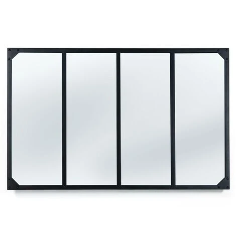 IDMARKET Miroir Verrière 4 Bandes Design Industriel 110X70 Cm 3 IDMARKET Miroir Verrière 4 Bandes Design Industriel 110X70 Cm – Image 2