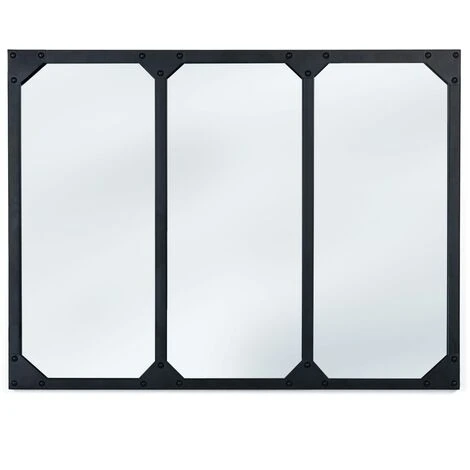 IDMARKET Miroir Verrière 3 Bandes Design Industriel 80X60 Cm 4 IDMARKET Miroir Verrière 3 Bandes Design Industriel 80X60 Cm – Image 2