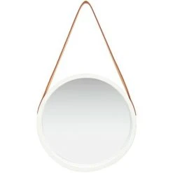 DéCOSHOP26 Miroir Mural Avec Sangle Marron 40 Cm En Bois Blanc - Marron -Miroir Soldes Boutique 32593390 2