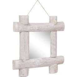DéCOSHOP26 Miroir En Forme De Bûches Blanc 50x50 Cm Bois De Récupération Massif - Or -Miroir Soldes Boutique 32643877 2