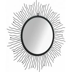 DéCOSHOP26 Miroir Mural Forme Soleil 80 Cm Acier Noir - Noir -Miroir Soldes Boutique 32643897 2