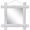 DéCOSHOP26 Miroir En Forme De Bûches Blanc 70x70 Cm Bois De Récupération Massif - Or -Miroir Soldes Boutique 32643900 1