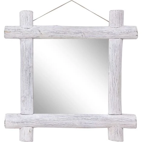 DéCOSHOP26 Miroir En Forme De Bûches Blanc 70x70 Cm Bois De Récupération Massif - Or 3 DéCOSHOP26 Miroir En Forme De Bûches Blanc 70x70 Cm Bois De Récupération Massif - Or