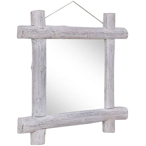 DéCOSHOP26 Miroir En Forme De Bûches Blanc 70x70 Cm Bois De Récupération Massif - Or 4 DéCOSHOP26 Miroir En Forme De Bûches Blanc 70x70 Cm Bois De Récupération Massif - Or – Image 2