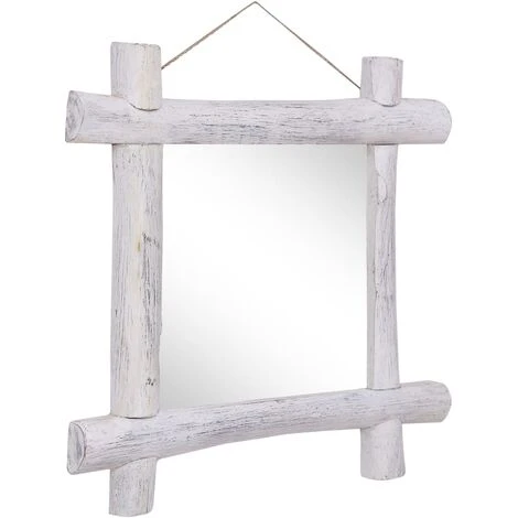 DéCOSHOP26 Miroir En Forme De Bûches Blanc 70x70 Cm Bois De Récupération Massif - Or 5 DéCOSHOP26 Miroir En Forme De Bûches Blanc 70x70 Cm Bois De Récupération Massif - Or – Image 3