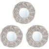 DéCOSHOP26 Set De 3 Miroirs Rond Diamètre 15 Cm En Osier Blanc - Blante -Miroir Soldes Boutique 32643930 1