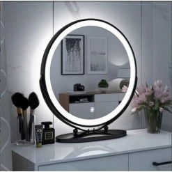 SKECTEN Miroir Maquillage Lumineux LED Rotation à 360° Miroir A Poser Idéal Pour Rasage Et Maquillage - Blanc Froid