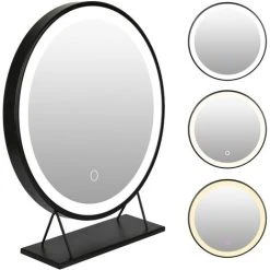 SKECTEN Miroir De Maquiallge Ø 50cm Miroir Électrique Lumineux Réglable LED Trois Couleurs Réglables -Miroir Soldes Boutique 33017109 4