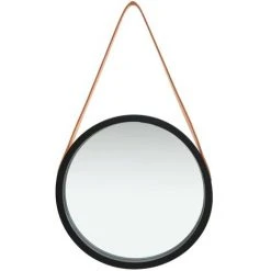 DéCOSHOP26 Miroir Mural Avec Sangle Marron 40 Cm Bois Noir - Noir 8 DéCOSHOP26 Miroir Mural Avec Sangle Marron 40 Cm Bois Noir - Noir -Miroir Soldes Boutique 33382740 2