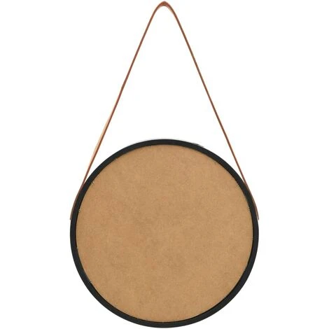 DéCOSHOP26 Miroir Mural Avec Sangle Marron 40 Cm Bois Noir - Noir 7 DéCOSHOP26 Miroir Mural Avec Sangle Marron 40 Cm Bois Noir - Noir – Image 5