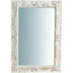 BISCOTTINI Miroir Murale Bois Affichage Verticale/horizontale Blanche Vieillie Dimensions L66xPR5xH95 Cm Made In Italy