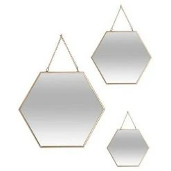 ATMOSPHERA, CRŽATEUR D'INTŽRIEUR Lot De 3 Miroirs Métal "Hexagone" 29cm Or