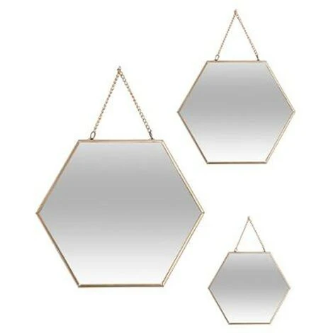 ATMOSPHERA, CRATEUR D'INTRIEUR Lot De 3 Miroirs Métal "Hexagone" 29cm Or 3 ATMOSPHERA, CRATEUR D'INTRIEUR Lot De 3 Miroirs Métal "Hexagone" 29cm Or