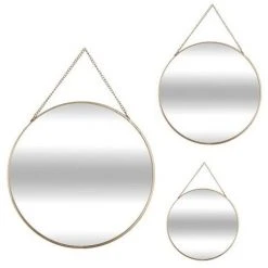 ATMOSPHERA, CRŽATEUR D'INTŽRIEUR Lot De 3 Miroirs Métal "Ronds" 29cm Or
