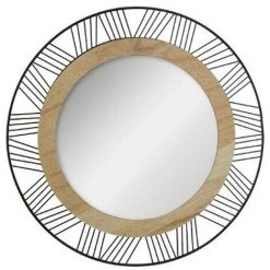 ATMOSPHERA, CRŽATEUR D'INTŽRIEUR Miroir Rond En Métal & Bois "Joe" 45cm Noir