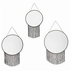 ATMOSPHERA, CRŽATEUR D'INTŽRIEUR Lot De 3 Miroirs Muraux Métal "Chaîne" 54cm Noir