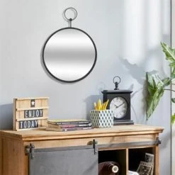 ATMOSPHERA, CRŽATEUR D'INTŽRIEUR Miroir Mural En Métal "Home Gousset" 30cm Noir -Miroir Soldes Boutique 33664467 3