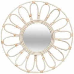 ATMOSPHERA, CRŽATEUR D'INTŽRIEUR Miroir Mural En Rotin "Fleur Saule" 56cm Beige