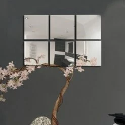 M S V MSV Lot De 6 Miroirs Adhesifs Aluminuim & Verre - Gris