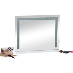 CLP Miroir Led De Maquillage Joliet Avec Lumière Réglable Et Port USB Blanc