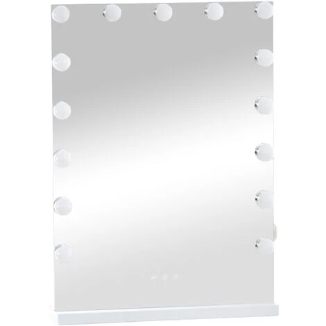CLP Miroir Led De Maquillage Murrieta Avec Lumière Réglable Et Port USB Blanc 3 CLP Miroir Led De Maquillage Murrieta Avec Lumière Réglable Et Port USB Blanc