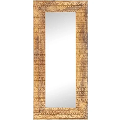 VidaXL Miroir Sculpté à La Main 110x50x11 Cm Bois De Manguier Solide - Brun 4 VidaXL Miroir Sculpté à La Main 110x50x11 Cm Bois De Manguier Solide - Brun – Image 2