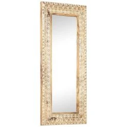 ASUPERMALL Miroir Sculpte A La Main 110x50x11 Cm Bois De Manguier Solide