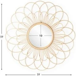 BRIDAY Miroir Mural Décoratif Rond Mele, Rotin, Rotin Naturel, Ethnique, Style Nordique, Pour Salle De Bain Ou Entrée, Couleur Naturelle, 59x59x2 Cm -Miroir Soldes Boutique 35562652 5