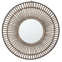 BELIANI Miroir En Bois Solide Bois Foncé 66x66 - Bois Foncé