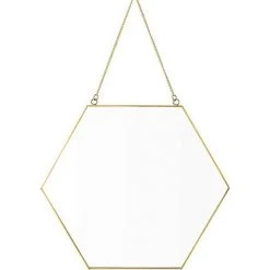 BEARSU Miroir Mural à Suspendre, Petit Miroir Hexagonal Doré Pour Salle De Bain à La Maison, Salon, 11,81 "X 10,24", Petit, Or