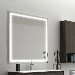 ATELIERBAGNO ISABAGNO Miroir Avec Bande Dépolie Et éclairage Led Integré -Miroir Soldes Boutique 36618157 2