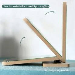 BRIDAY Miroir De Maquillage En Bois Miroir De Table En Bois Miroir De Bureau Portable Miroir Cosmétique Avec Cadre En Bois（Rectangle） -Miroir Soldes Boutique 36813760 3