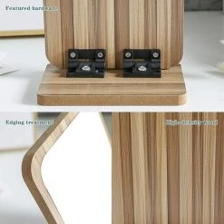 BRIDAY Miroir De Maquillage En Bois Miroir De Table En Bois Miroir De Bureau Portable Miroir Cosmétique Avec Cadre En Bois（Rectangle） -Miroir Soldes Boutique 36813760 5