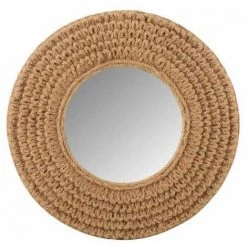 Paris Prix - Miroir Mural Rond "tissé Jute" 71cm Naturel