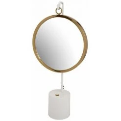 Paris Prix - Miroir à Poser Rond "eleganca" 65cm Blanc & Or