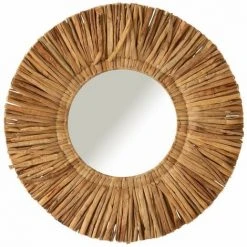 Paris Prix - Miroir Mural Rond "maurice" 64cm Naturel