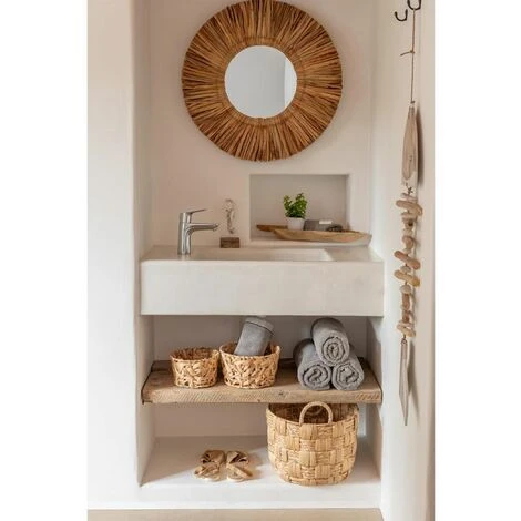 Paris Prix - Miroir Mural Rond "maurice" 64cm Naturel 4 Paris Prix - Miroir Mural Rond "maurice" 64cm Naturel – Image 2