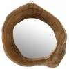 Paris Prix - Miroir Mural Design "irrégulier Teck" 29cm Naturel -Miroir Soldes Boutique 36881068 1