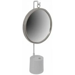 Paris Prix - Miroir à Poser Rond "eleganca" 65cm Blanc & Argent