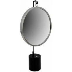 Paris Prix - Miroir à Poser Rond "eleganca" 75cm Noir & Argent
