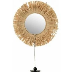 Paris Prix - Miroir Sur Pied En Rotin Déco "raphia" 51cm Naturel