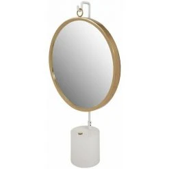 Paris Prix - Miroir à Poser Rond "eleganca" 75cm Blanc & Or