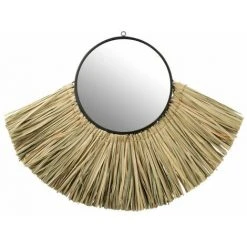 Paris Prix - Miroir Mural Design "feuille" 87cm Naturel