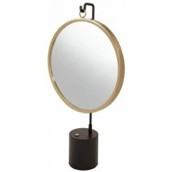 Paris Prix - Miroir à Poser Rond "eleganca" 75cm Noir & Or