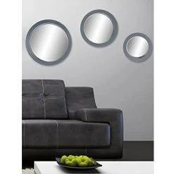 KONTARBOOR Lot De 3 Miroirs Décoratifs Ronds GRIS, 18cm / 23cm / 28cm -Miroir Soldes Boutique 37072568 2