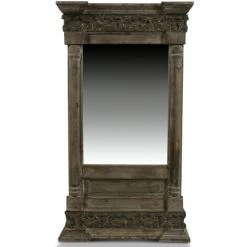 DECORATION D’AUTREFOIS Miroir Ancien Rectangulaire Vertical Bois 42x10x75cm - Marron - Marron