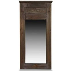 DECORATION D’AUTREFOIS Grand Miroir Ancien Rectangulaire Vertical Bois 58x4x118cm - Marron - Marron