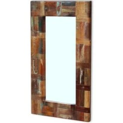 VidaXL Miroir Bois De Récupération Massif 80 X 50 Cm - Multicolore -Miroir Soldes Boutique 3756391 3