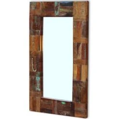 VidaXL Miroir Bois De Récupération Massif 80 X 50 Cm - Multicolore -Miroir Soldes Boutique 3756391 4